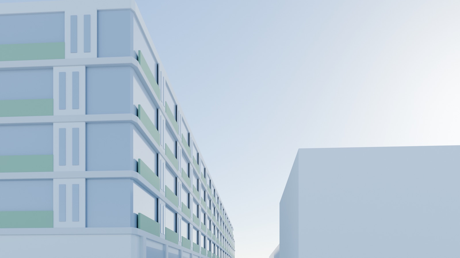 Clay massing, street view