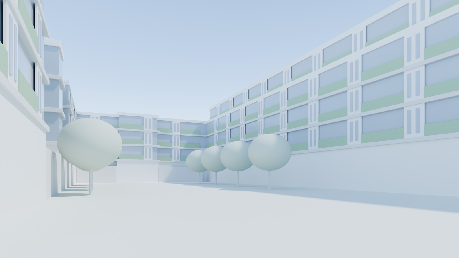 Clay massing, courtyard view